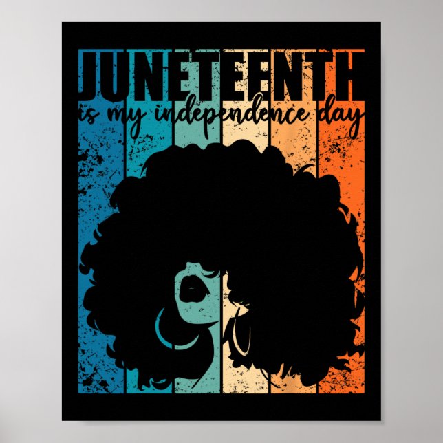 Juneteenth My Independence Day Retro Afro Women Me Poster (Vorne)