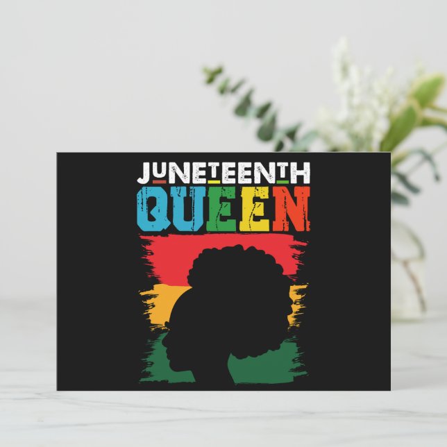 Juneteenth Queen Black Afro Melanin Girl Einladung (Stehend Vorderseite)
