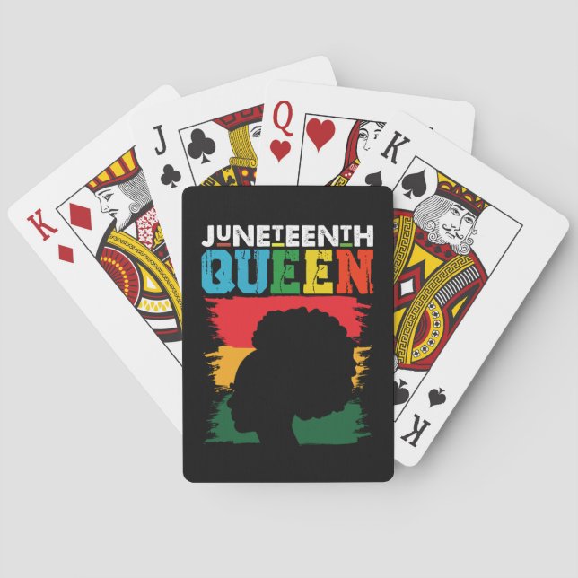 Juneteenth Queen Black Afro Melanin Girl Spielkarten (Rückseite)