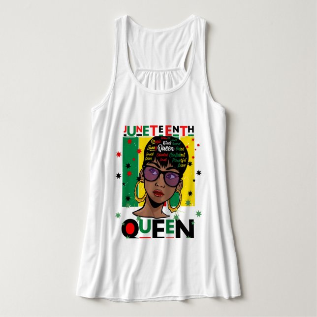 Juneteenth Queen Melanin Sista Black Girl Magic Tank Top (Design Vorderseite)