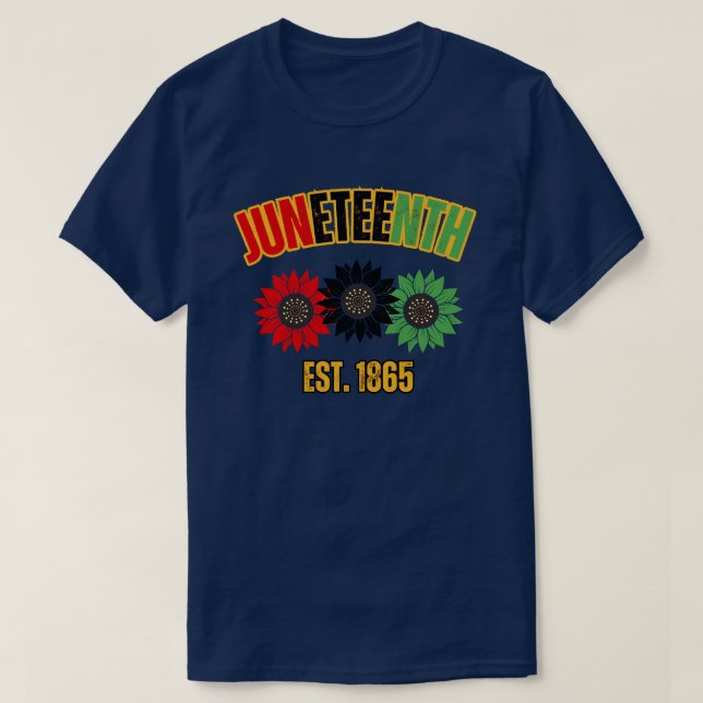 Juneteenth Red Black Green Sunflowers T-Shirt (Design vorne)