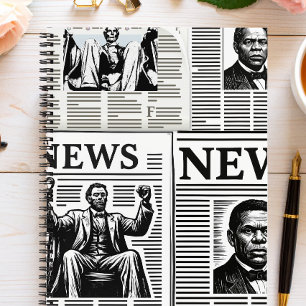 Juneteenth Schwarz-Weiß-Zeitungsdruck  Notizbuch