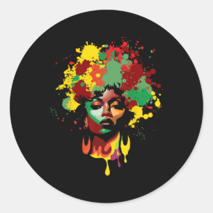 Juneteenth Schwarze Frau Afro Königin Melanin Farb Runder Aufkleber
