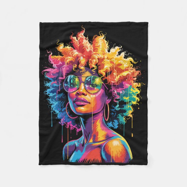 Juneteenth Schwarze Frau Königin Afro Afrikanerin  Fleecedecke (Vorderseite)