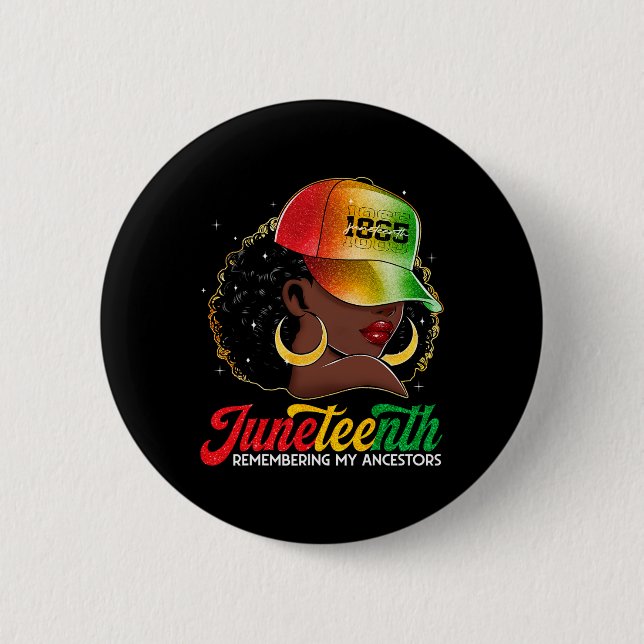 Juneteenth Schwarze Frauen Mädchen erinnern sich a Button (Vorderseite)