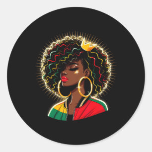 Juneteenth Schwarze Königin Afro Krone Panafrikani Runder Aufkleber