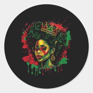 Juneteenth Schwarze Königin Afro Melanin Frau Schw Runder Aufkleber