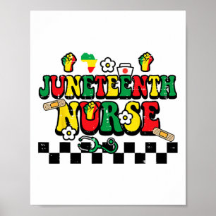 Juneteenth Schwarze Krankenschwester Retro 1865 Gr Poster