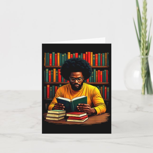 Juneteenth Schwarzer Mann liest Bücher Karte (Vorderseite)