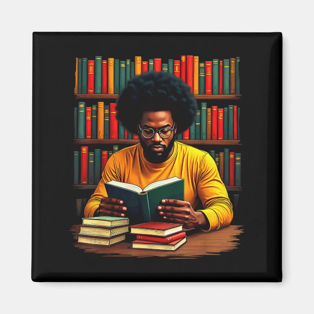 Juneteenth Schwarzer Mann liest Bücher Magnet (Vorne)