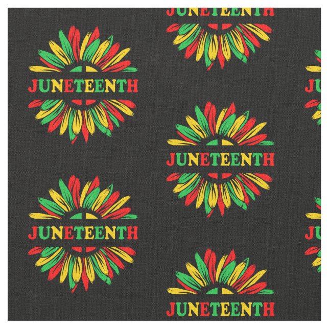 Juneteenth Sonnenblumen Rot Gelbgelb Material Stoff (Nahaufnahme)