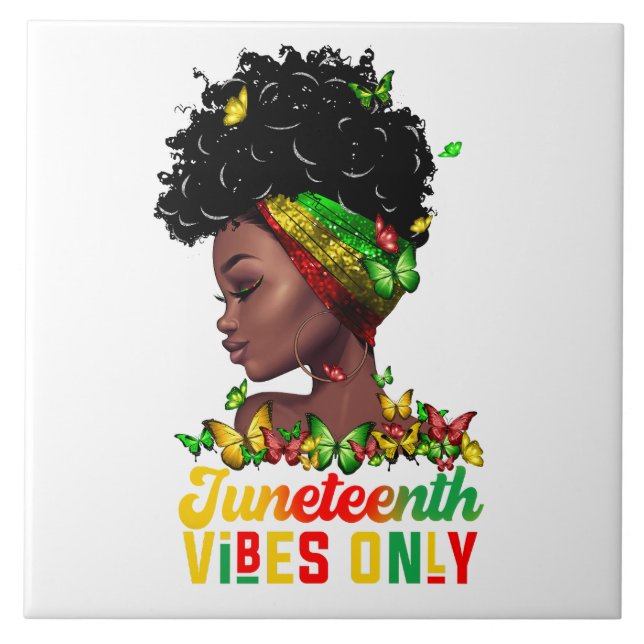 Juneteenth Vibes Keramik Tile Fliese (Vorderseite)