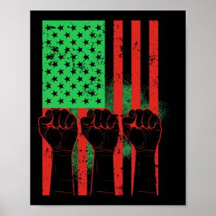Juneteste Fists Black African American Flag Pride Poster