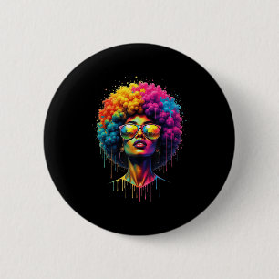 Juneteste Queen Afro Melanin Tropfen Black Pride Button