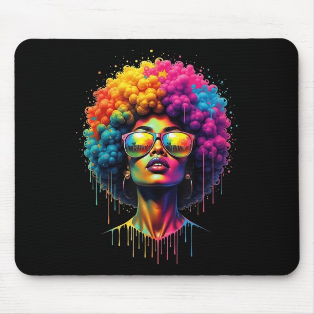 Juneteste Queen Afro Melanin Tropfen Black Pride Mousepad (Vorne)