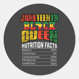 Juneteth Black Queen Nutrition Fakten Runder Aufkleber