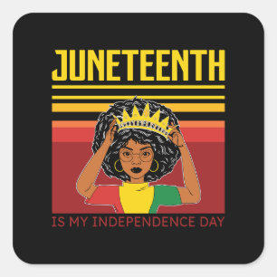 Junetezehnt   Unabhängigkeit   Afro Woman Quadratischer Aufkleber