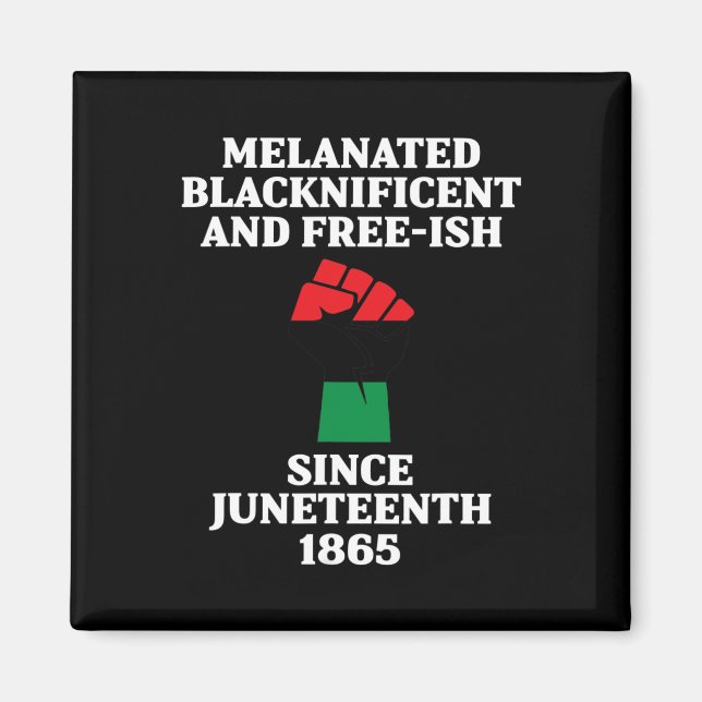 Junetezehnte Melanated Black African American Flag Magnet (Vorne)