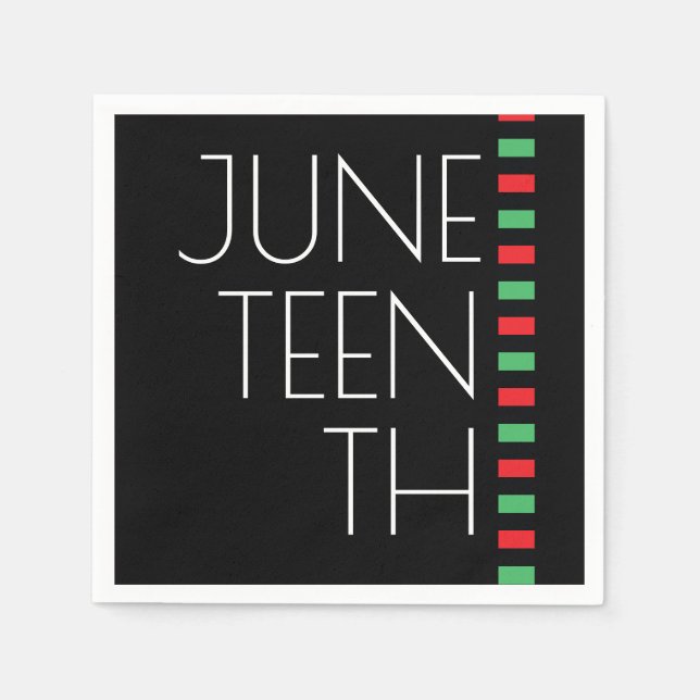 Junetezehnte Red Black Green Celebration Serviette (Vorderseite)
