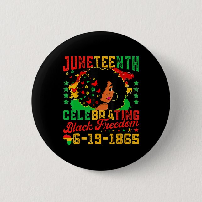 Junetste Flag feiert Juneteen zur Juneteen "Black  Button (Vorderseite)