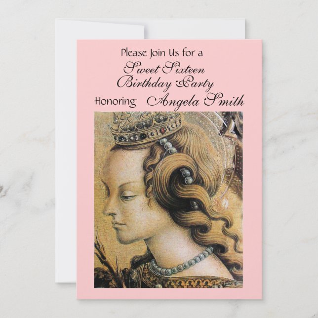 JUNG PRINCESS SWEET 16 PARTY Gold Pink Einladung (Vorderseite)