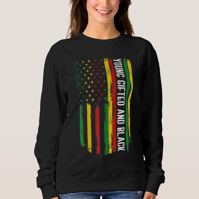 Jung und stolz auf schwarze Geschichte Afro Afrika Sweatshirt (Vorderseite)