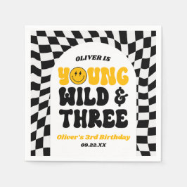 Jung, Wild & Drei Retro Dritte 3. Geburtstagsfeier Serviette