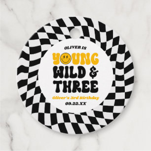 Jung, Wild & Three Retro Dritte 3. Geburtstagsfeie Geschenkanhänger
