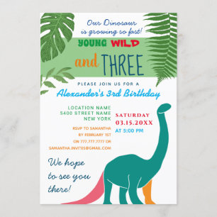 Jung, Wild und Drei 3. Geburtstag Einladung