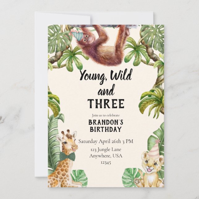 Jung, wild und drei einladung (Vorderseite)
