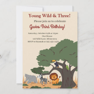 Jung, wild und drei! einladung