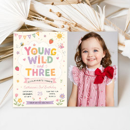 Jung, Wild und Drei Geburtstagsfoto Einladung