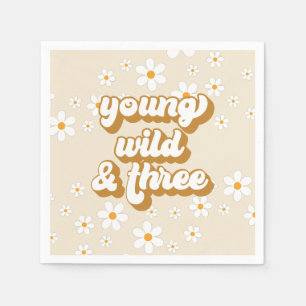 Jung, wild und drei Retro-Gänseblümchen 3. Geburts Serviette