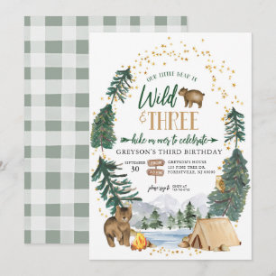 Jung, Wild und drei Waldgeburtstagsbären Einladung