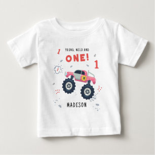 Jung, wild und ein 1. Geburtstag Kinder Monster-Au Baby T-shirt