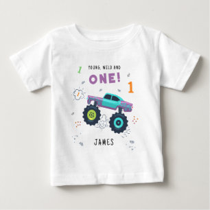 Jung, wild und ein 1. Geburtstag Kinder Monster Tr Baby T-shirt