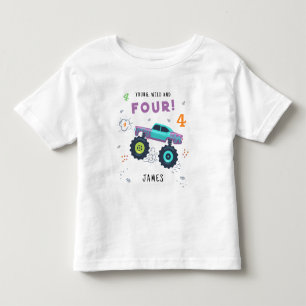 Jung, Wild und Vier 4. Geburtstag Kinder Monster-A Kleinkind T-shirt