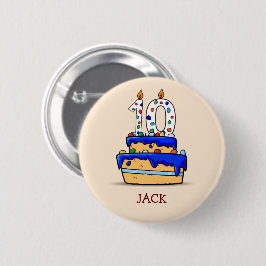 Junge 10. Geburtstag, 10 auf Sweet Blue Cake Button