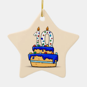 Junge 10. Geburtstag, 10 auf Sweet Blue Cake Keramik Ornament