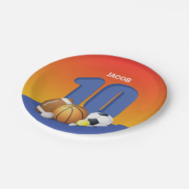 Junge 10. Geburtstag Sportbälle Pappteller