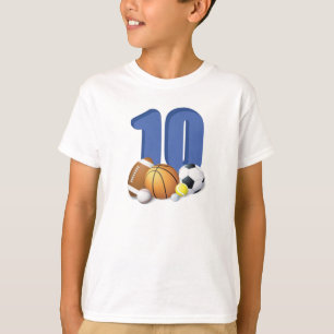 Junge 10. Geburtstag Sportbälle T-Shirt