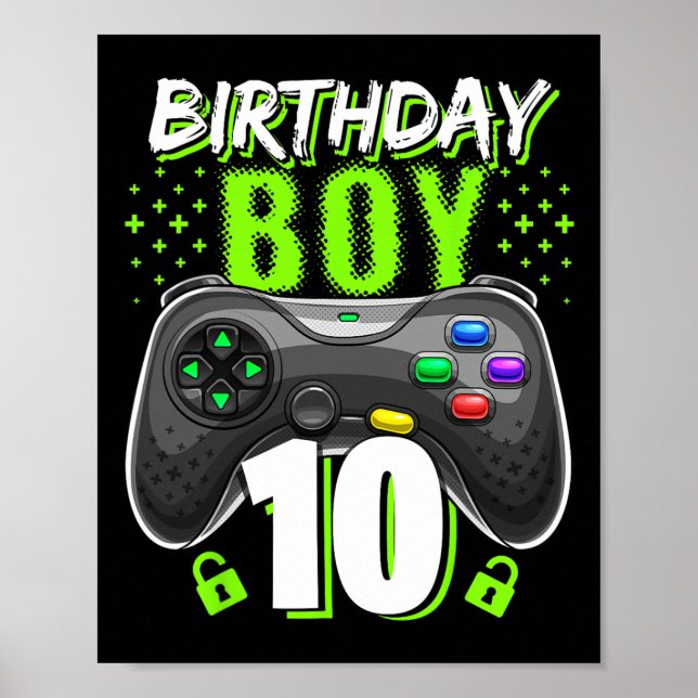 Junge 10 Video Game Controller Gamer 10. Geburtsta Poster (Vorne)