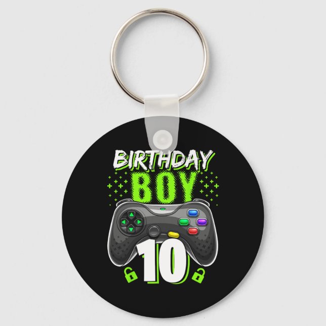 Junge 10 Video Game Controller Gamer 10. Geburtsta Schlüsselanhänger (Vorderseite)