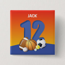 Junge 12. Geburtstag Sportbälle Button