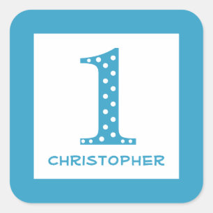 Junge 1. Geburtstag Quadratischer Aufkleber