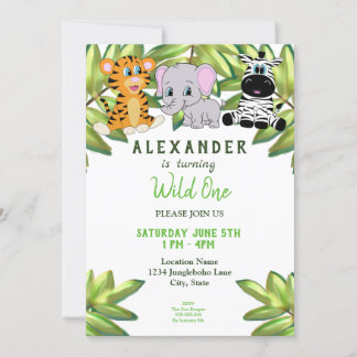 Junge 1. Geburtstag Wild One Jungle Safari Einladung