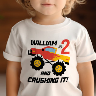 Junge 2. Geburtstag Monster Truck Personalisiert Baby T-shirt