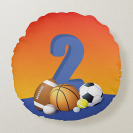 Junge 2. Geburtstag Sportbälle Rundes Kissen