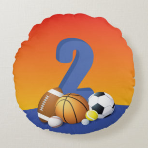 Junge 2. Geburtstag Sportbälle Rundes Kissen