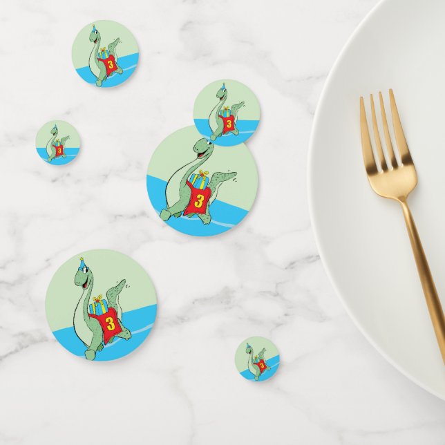Junge, 3. Geburtstag Dinosaurier Konfetti (Gruppe)